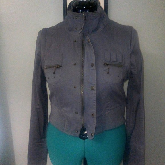 Ali & Kris Convertible Cropped Gray Jacket Sz L - Picture 13 of 15